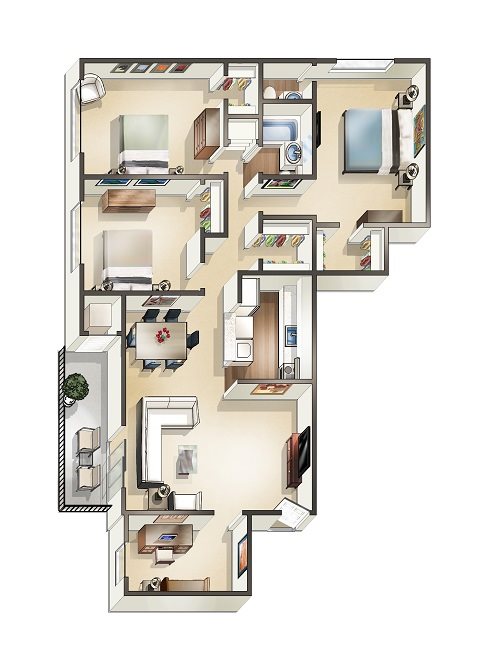 3 BDRM w DEN Floor Plan 5